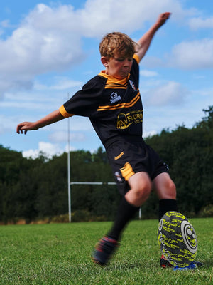 Street Rugby Ball Size 3 – Black/Yellow, Durable, Outdoor Use - Optimum