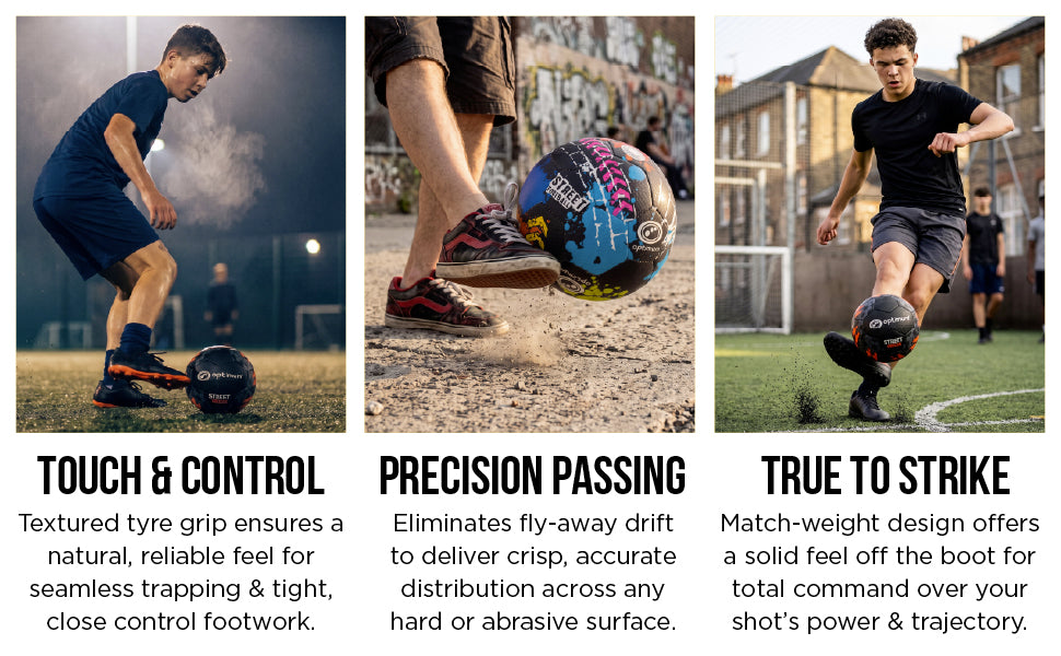 Optimum Street Football, durable tyre-grip all-surface match & training ball feature detail - Optimum