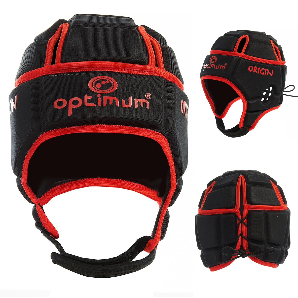 Optimum Origin Casque Rouge | Scrum Cap Rugby Léger, Tailles XS-XL