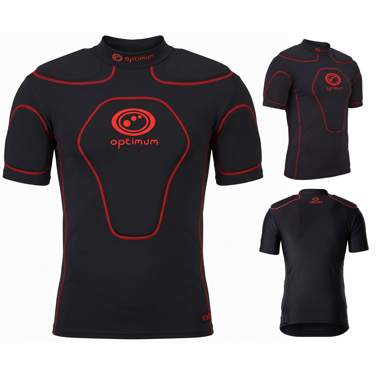 Optimum Origin Haut de Protection Rugby Rouge | Rembourrage, Enfant à XXL