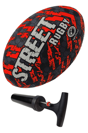 Optimum Street Rugby Ball Black/Orange Size 3 with pump