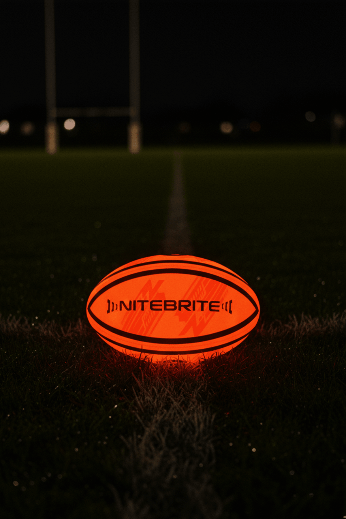 LED Glow Rugby Ball Size 5 – Motion Activated with Auto-Off – Durable Water-Resistant Night Play - Optimum