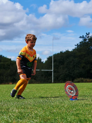 Street Rugby Ball Size 5 – Black/Orange, Durable, High Visibility - Optimum